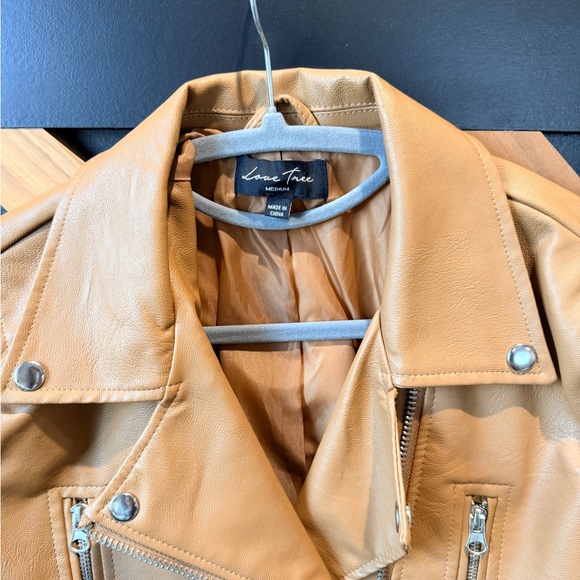 Love Free Tan Leather Moto Jacket - Picture 2 of 4